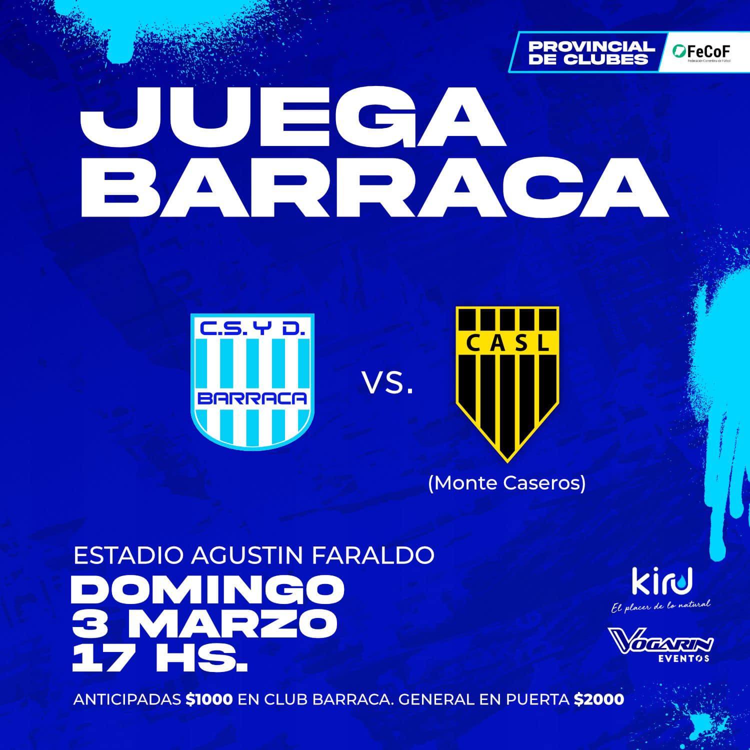 Por la tercera fecha del Provincial, Barraca recibe a San Lorenzo y Comunicaciones viaja a Monte Caseros