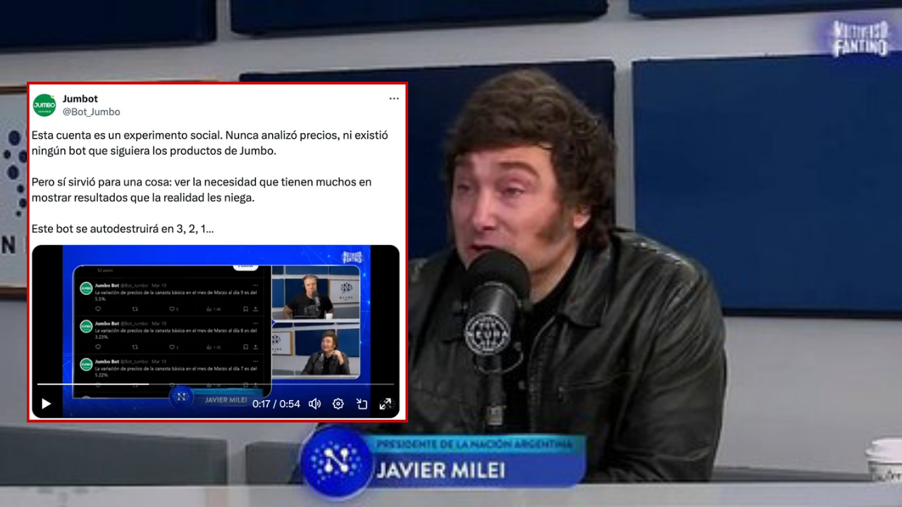 Papelón: Milei utilizó como fuente a un bot de »X» que luego aclaró que arrojaba datos falsos