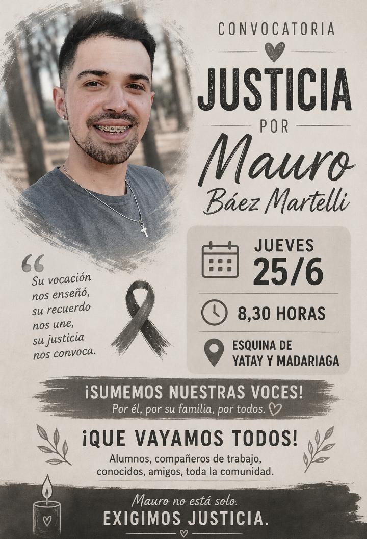 Convocan a una marcha para pedir justicia por Mauro Báez Martelli