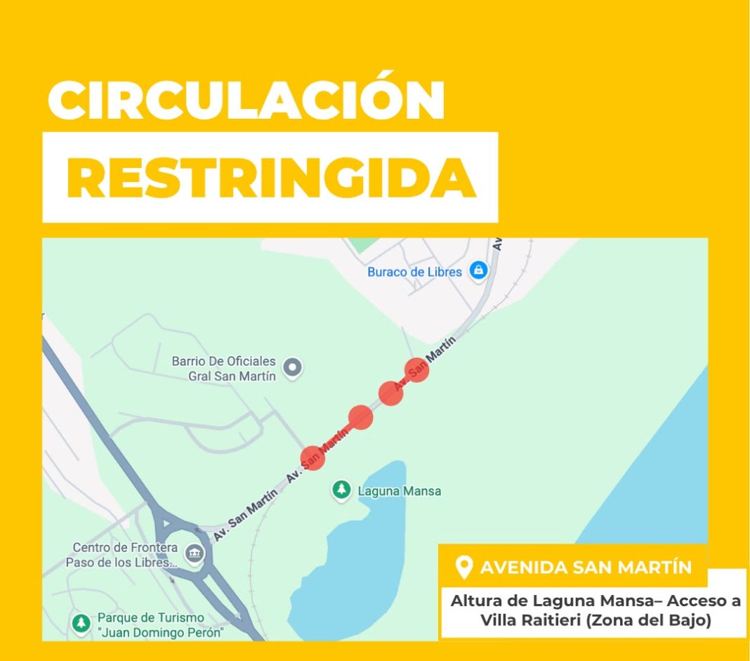 Restringen el tránsito en dos sectores de avenida San Martín
